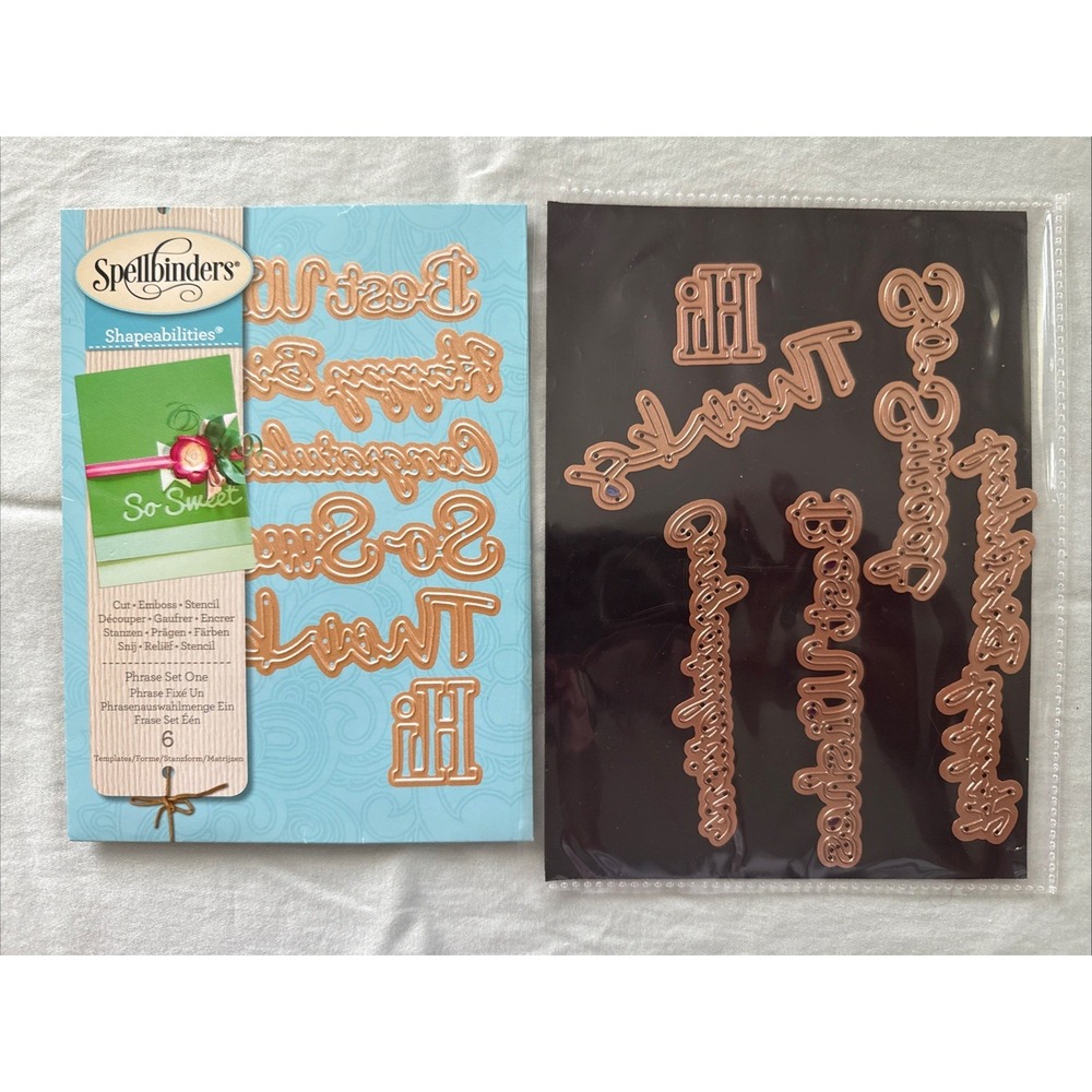 Phrase Set One Spellbinders Shapeabilities Die Set S4-563 Thank You Hi and more!